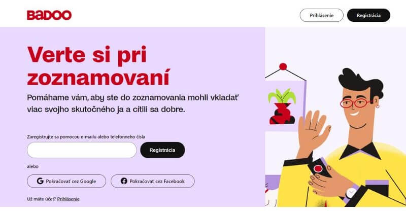 Registrácia do zoznamovacej aplikácie Badoo